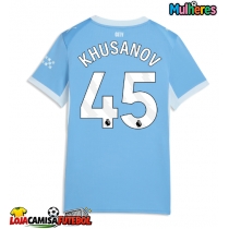 Camisa de Futebol Manchester City Abdukodir Khusanov #45 Equipamento Principal Mulheres 2026-27 Manga Curta